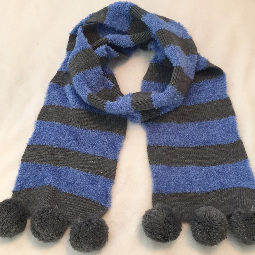 Talbots striped scarf with pom poms.
